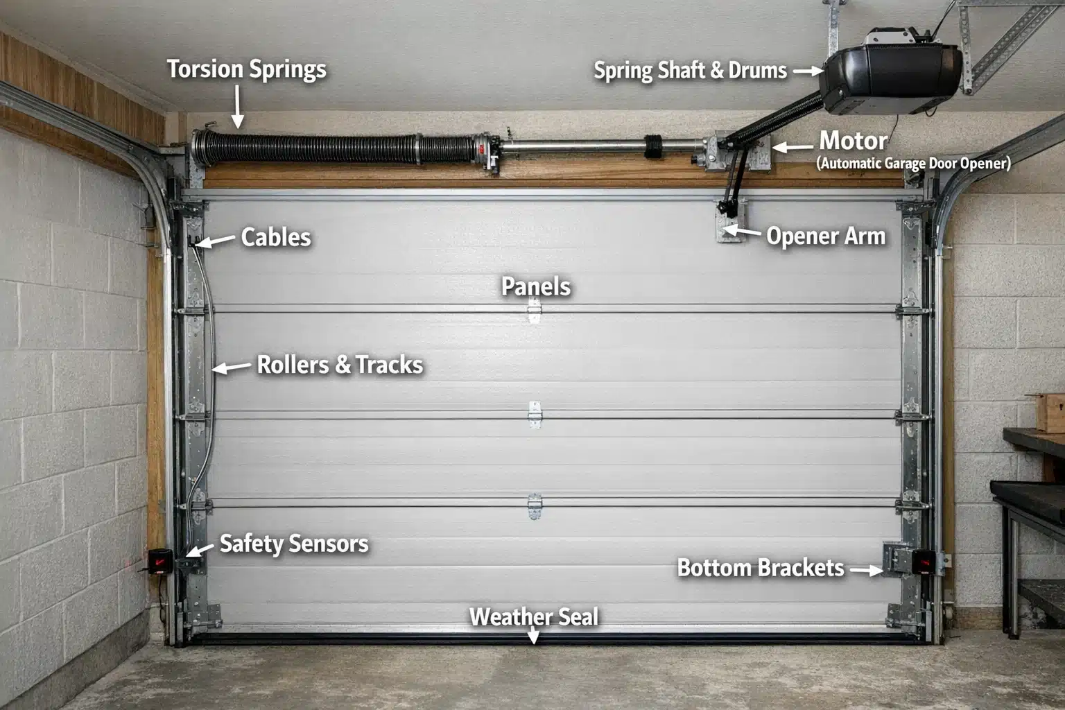 Sectional garage door parts diagram
